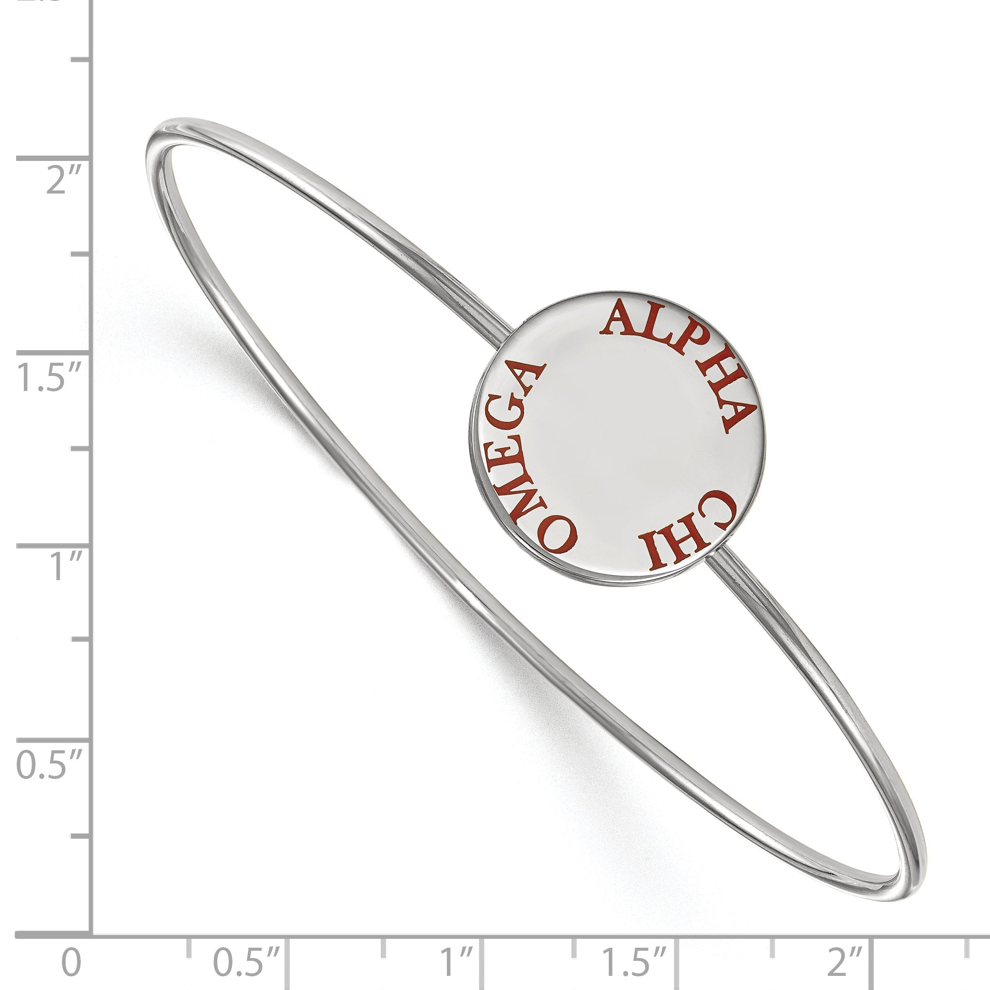 Sterling Silver Rh Plated Logoart Alpha Chi Omega Enameled Slip On Bangle