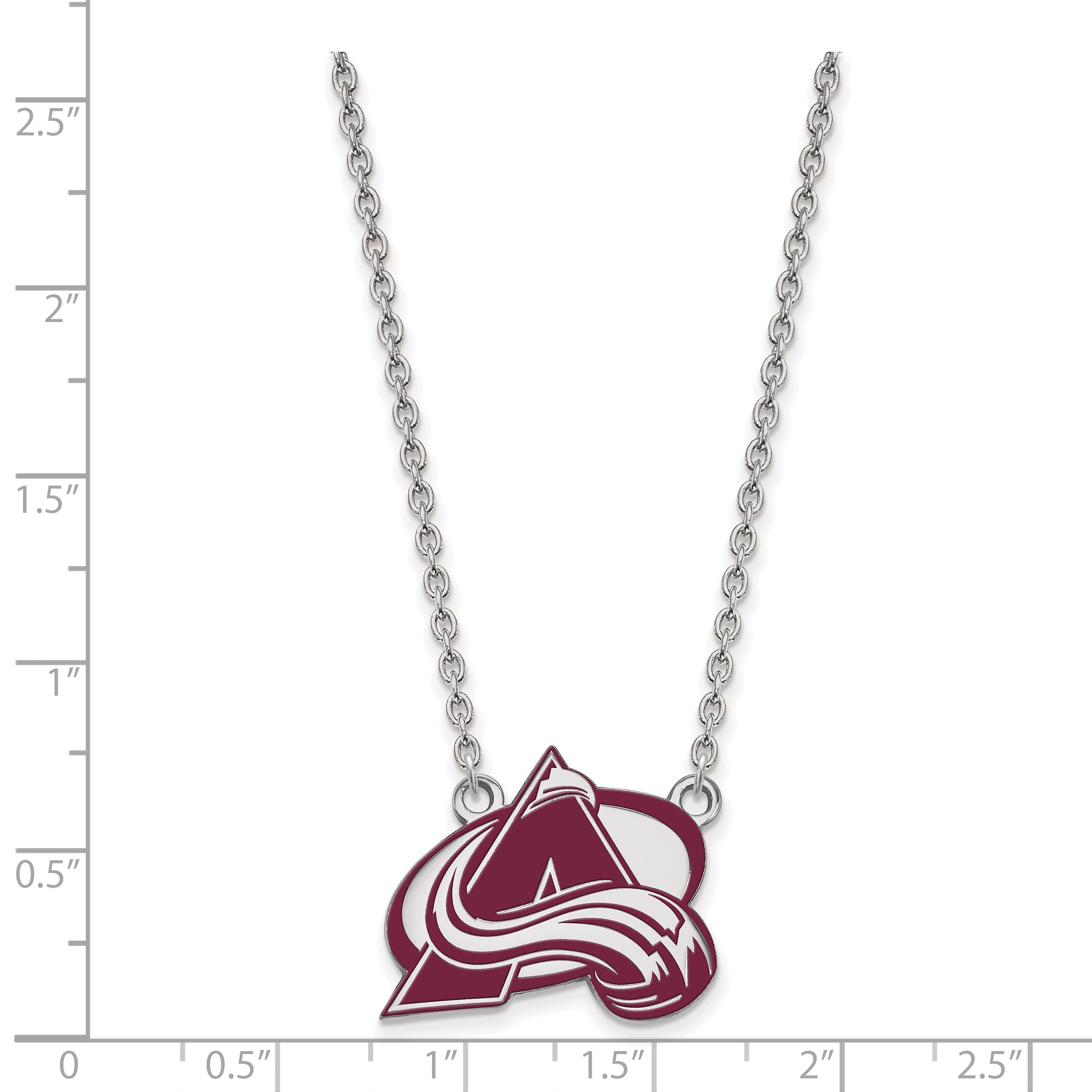 Sterling Silver Rhodium Plated Nhl Logoart Colorado Avalanche Letter A Large Enameled Pendant 18 Inch Necklace