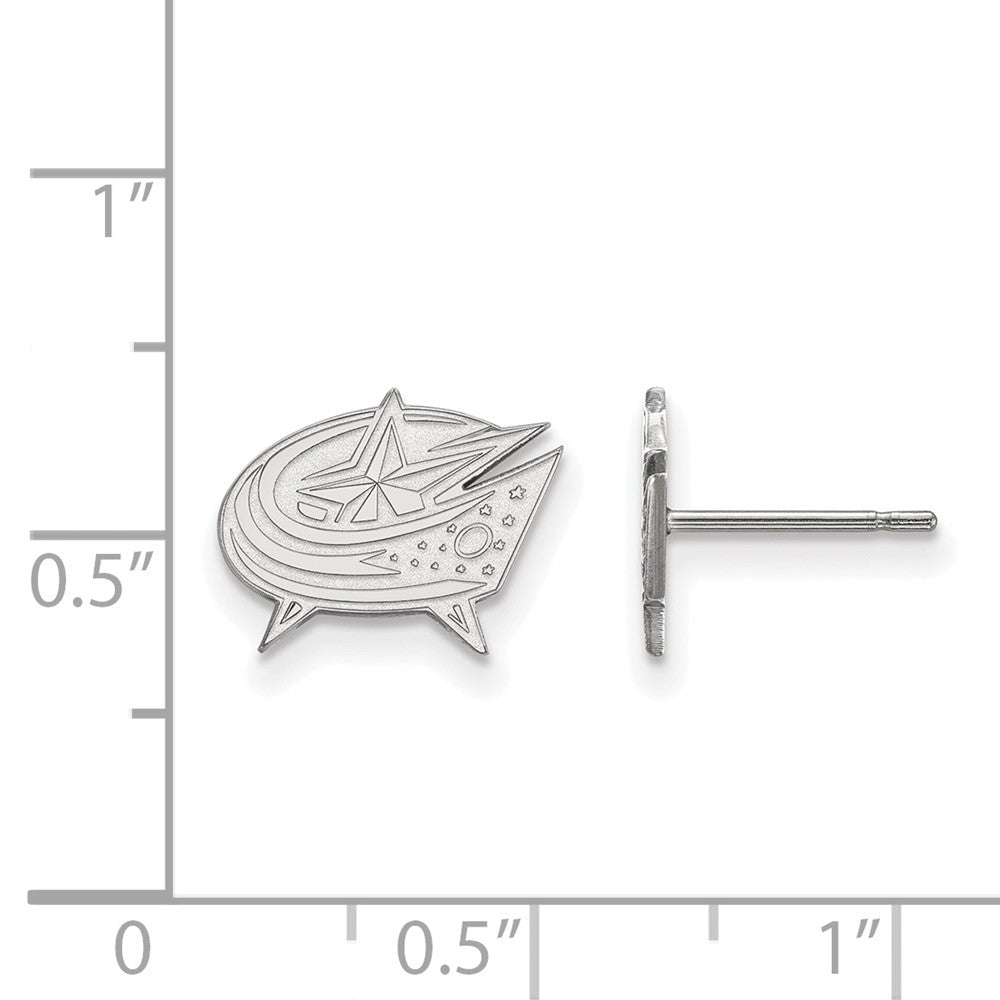 Sterling Silver Rhodium Plated Nhl Logoart Columbus Blue Jackets Extra Small Post Earrings