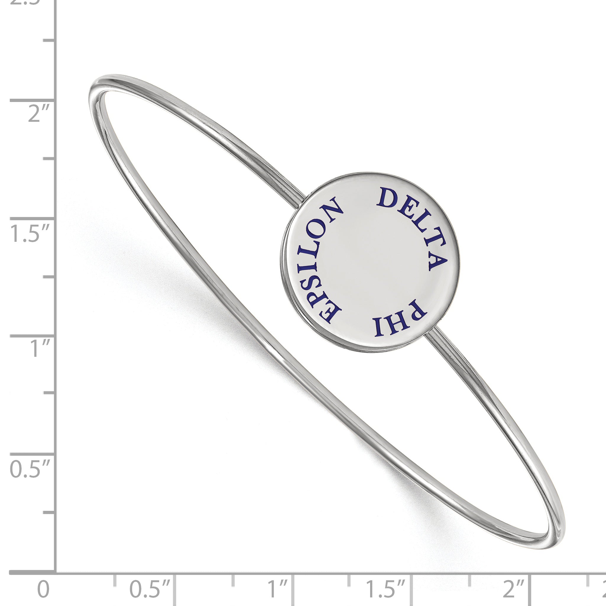 Sterling Silver S. Rh Plated Logoart Delta Phi Epsilon Enameled Slip On Bangle
