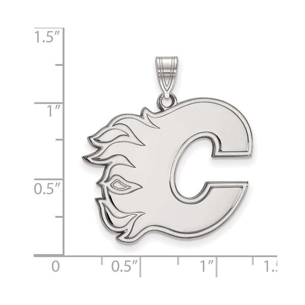 14K White Gold Nhl Logoart Calgary Flames Letter C Extra Large Pendant