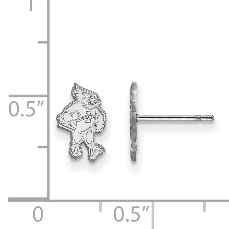 Sterling Silver Rhodium Plated Logoart Iowa State University Cardinal Extra Small Post Earrings