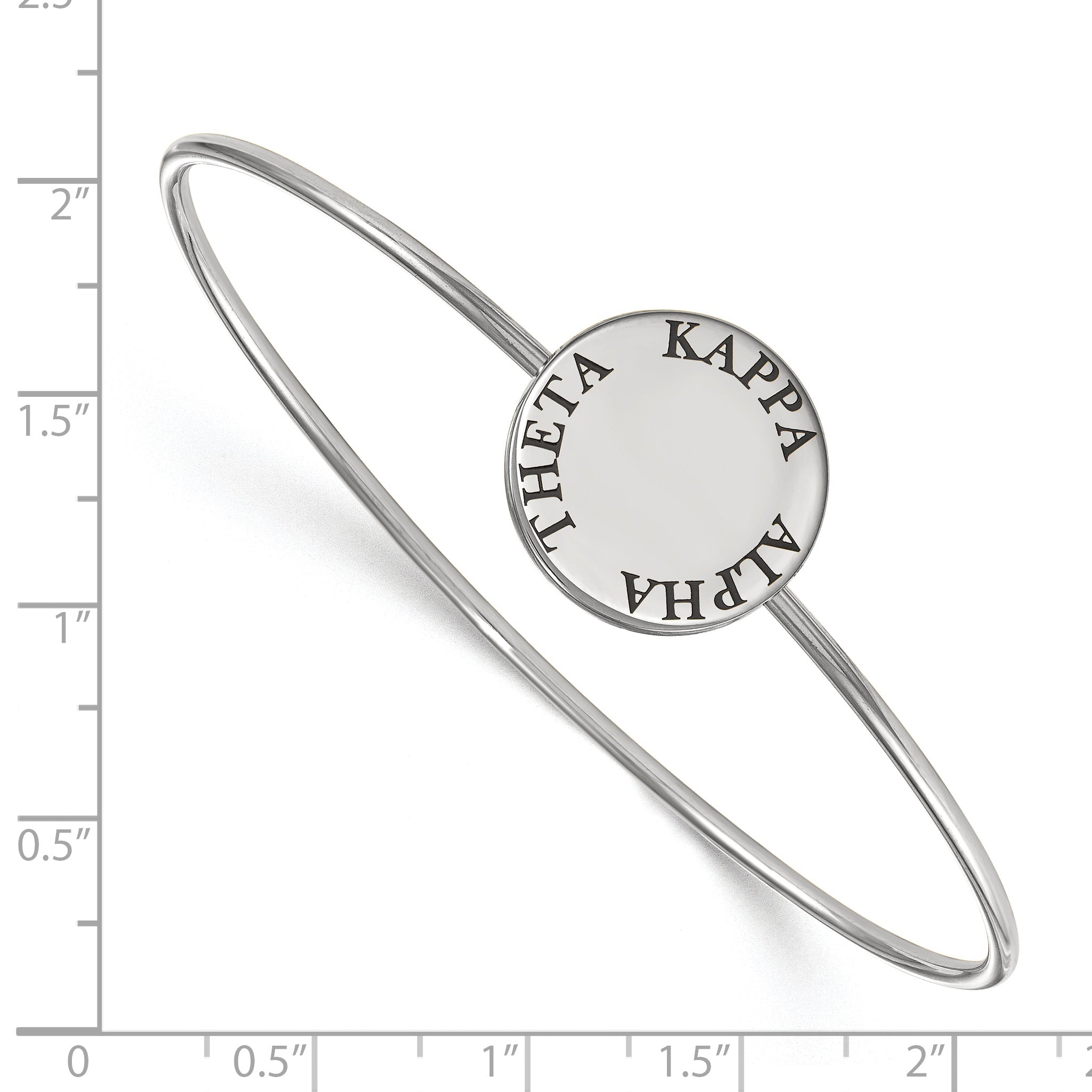 Sterling Silver S. Rh Plated Logoart Kappa Alpha Theta Enameled Slip On Bangle