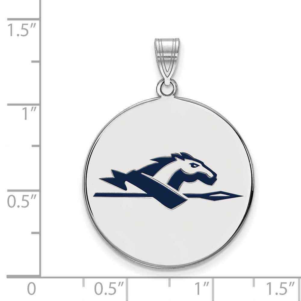 Sterling Silver Rhodium Plated Logoart Longwood University Horse Extra Large Enameled Disc Pendant