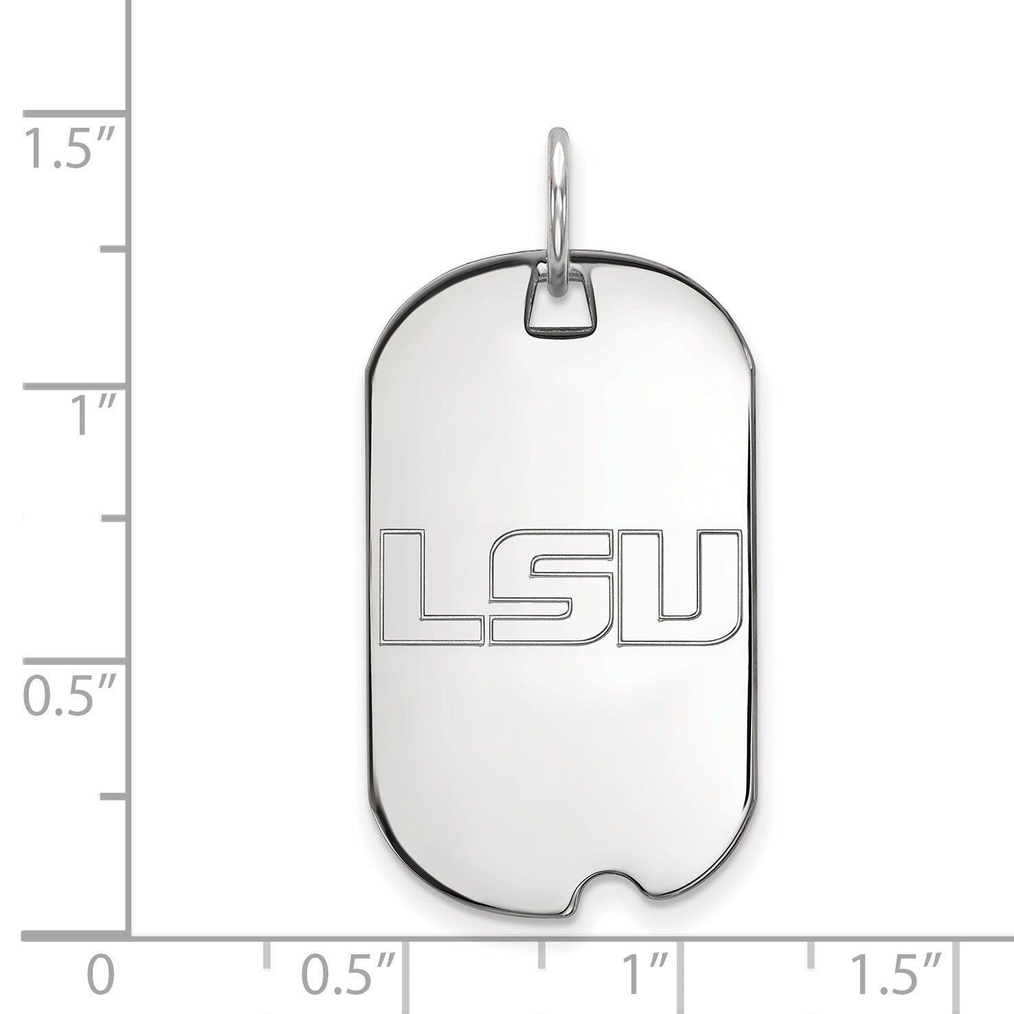 Sterling Silver Rhodium Plated Logoart Louisiana State University L S U Small Dog Tag Pendant