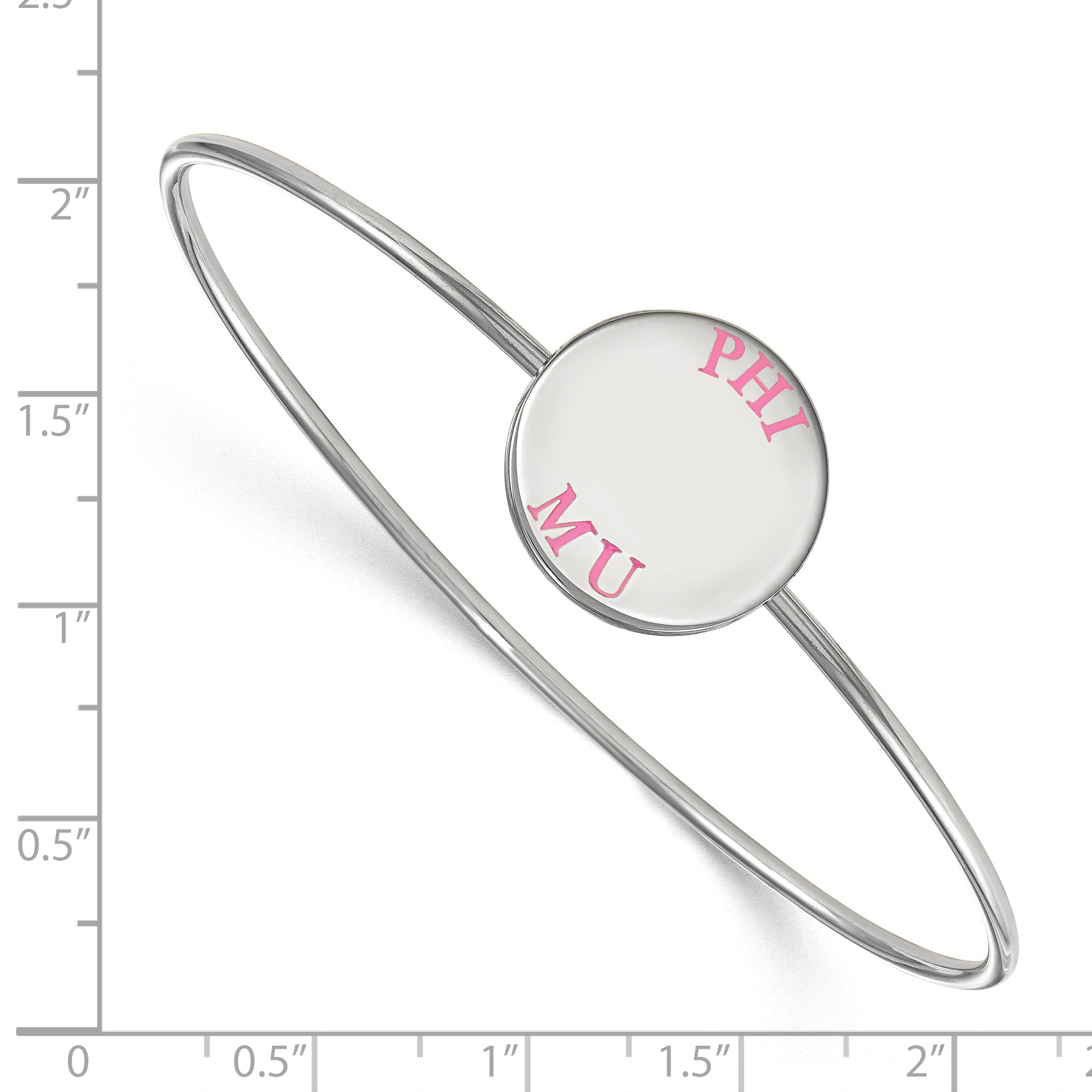 Sterling Silver Rh Plated Logoart Phi Mu Enameled Slip On Bangle