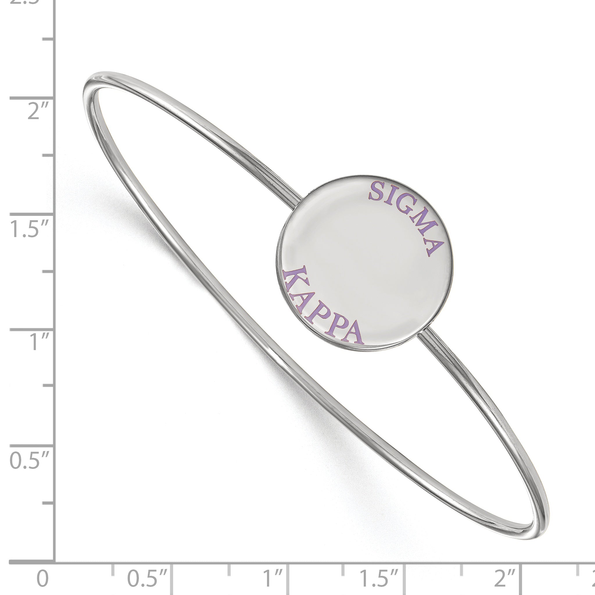 Sterling Silver Rh Plated Logoart Sigma Kappa Enameled Slip On Bangle
