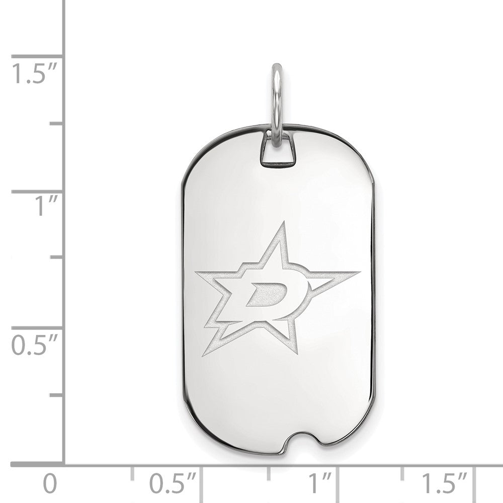 Sterling Silver Rhodium Plated Nhl Logoart Dallas Stars Small Dog Tag Pendant