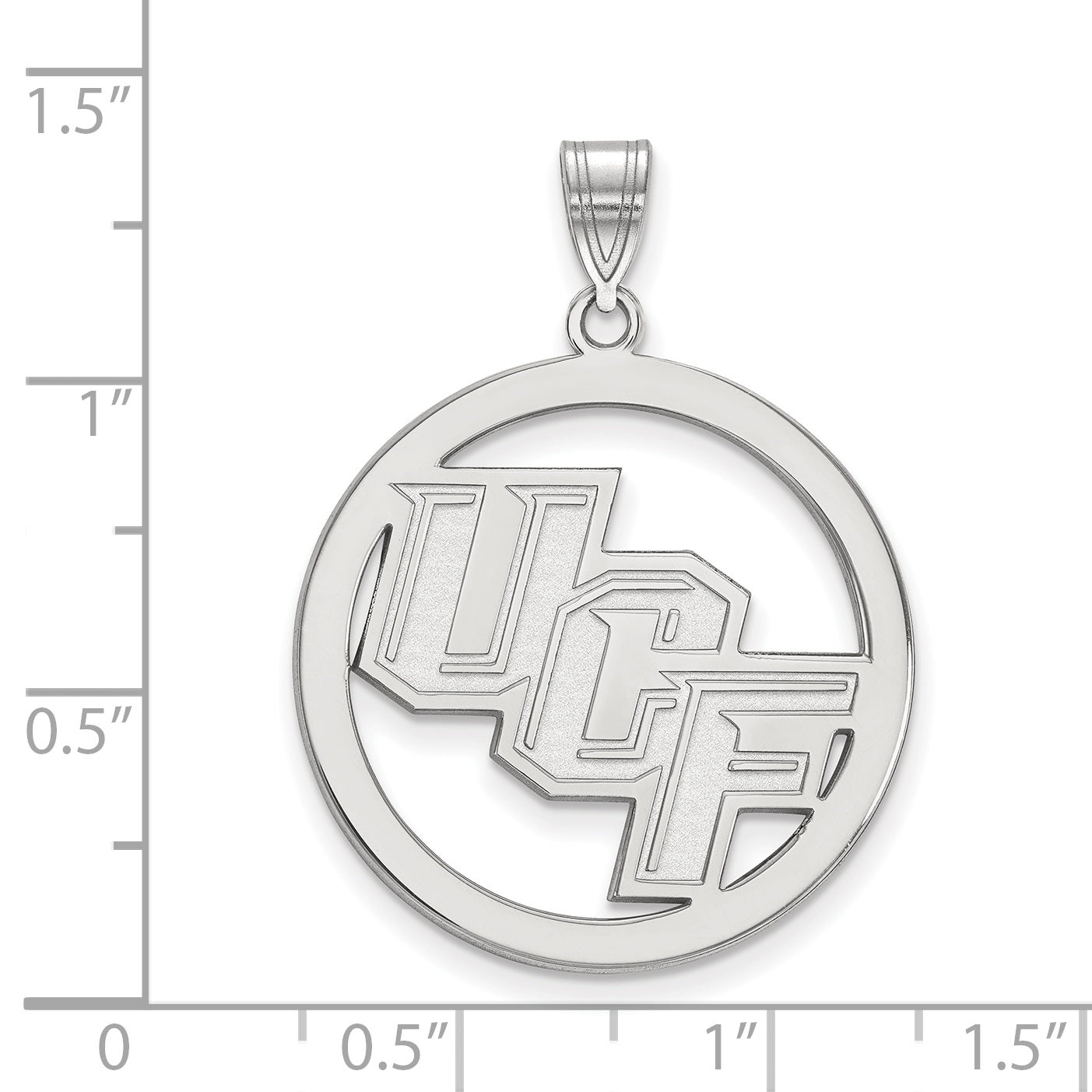 Sterling Silver Rhodium Plated Logoart University Of Central Florida U C F Extra Large Circle Pendant