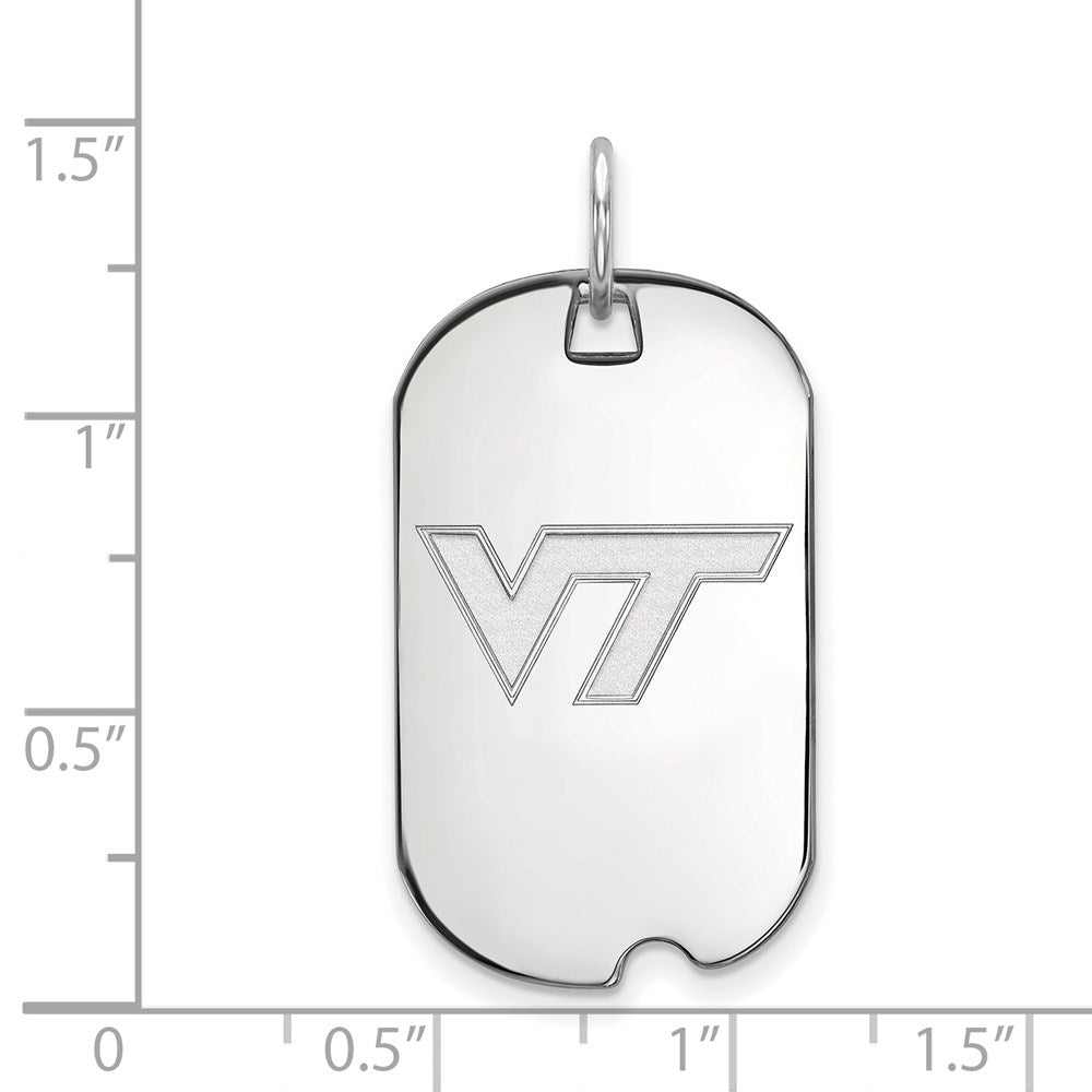 10K White Gold Logoart Virginia Tech V T Small Dog Tag Pendant
