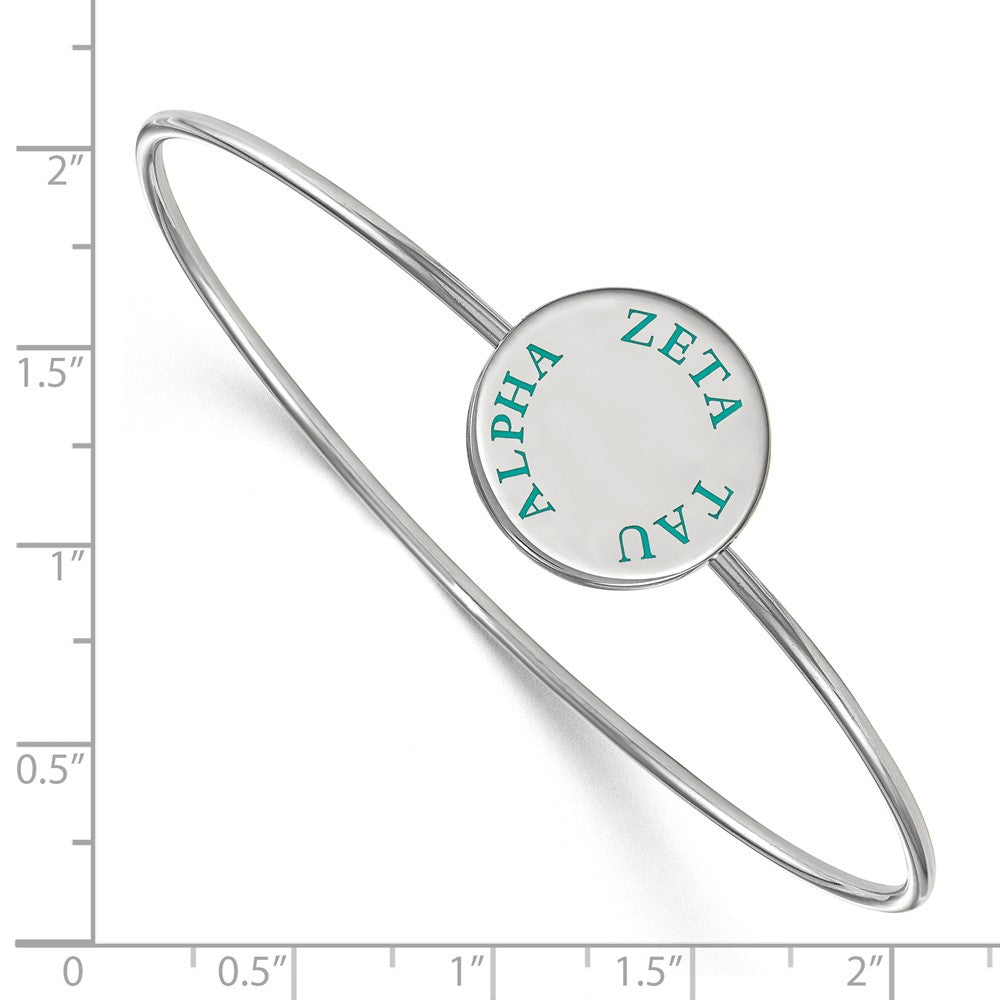 Sterling Silver Rh Plated Logoart Zeta Tau Alpha Enameled Slip On Bangle