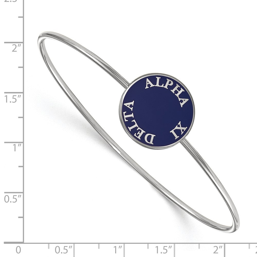 Sterling Silver Rh Plated Logoart Alpha Xi Delta Enameled Slip On Bangle