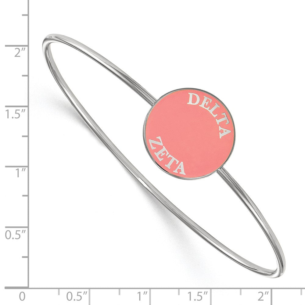 Sterling Silver Rh Plated Logoart Delta Zeta Enameled Slip On Bangle