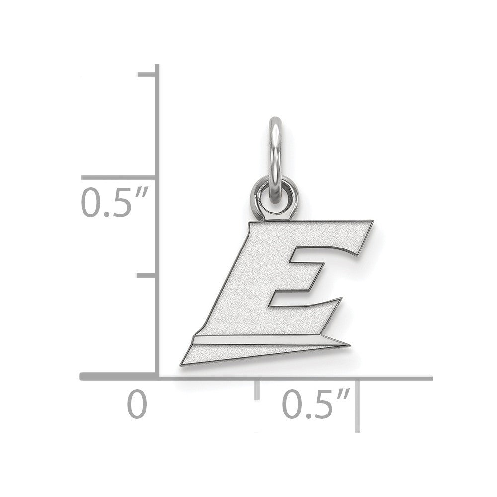 10K White Gold Logoart Eastern Kentucky University Letter E Extra Small Pendant