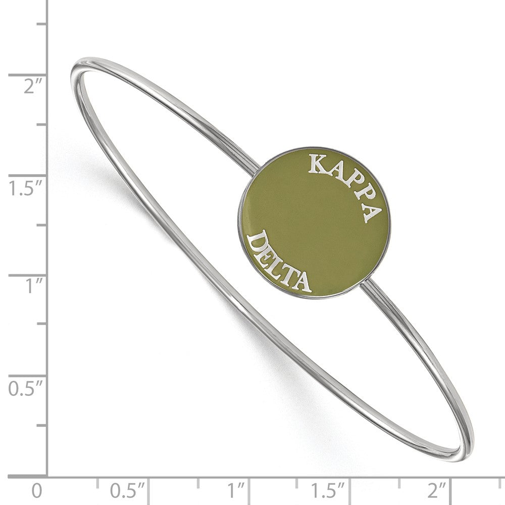 Sterling Silver Rh Plated Logoart Kappa Delta Enameled Slip On Bangle