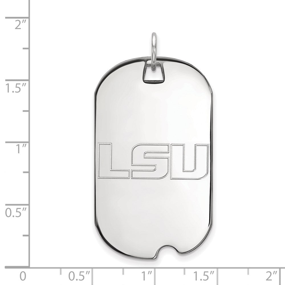 10K White Gold Logoart Louisiana State University L S U Large Dog Tag Pendant