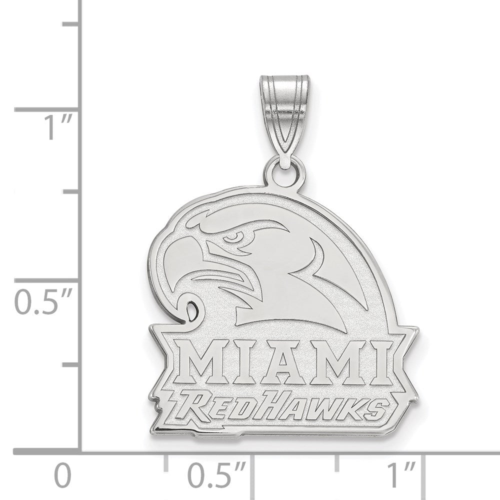 Sterling Silver Rhodium Plated Logoart Miami University Ohio Redhawks Large Pendant