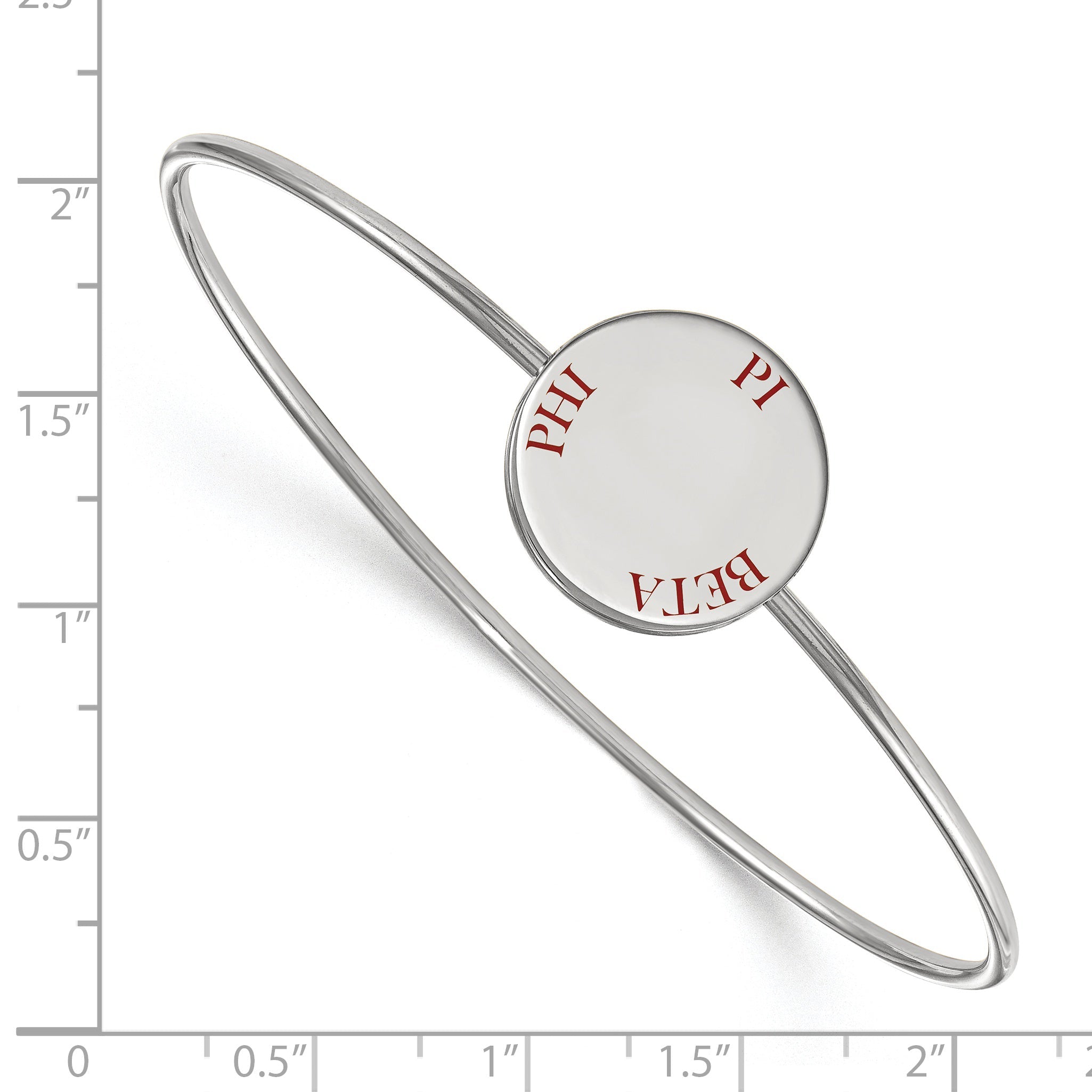 Sterling Silver Rh Plated Logoart Pi Beta Phi Enameled Slip On Bangle