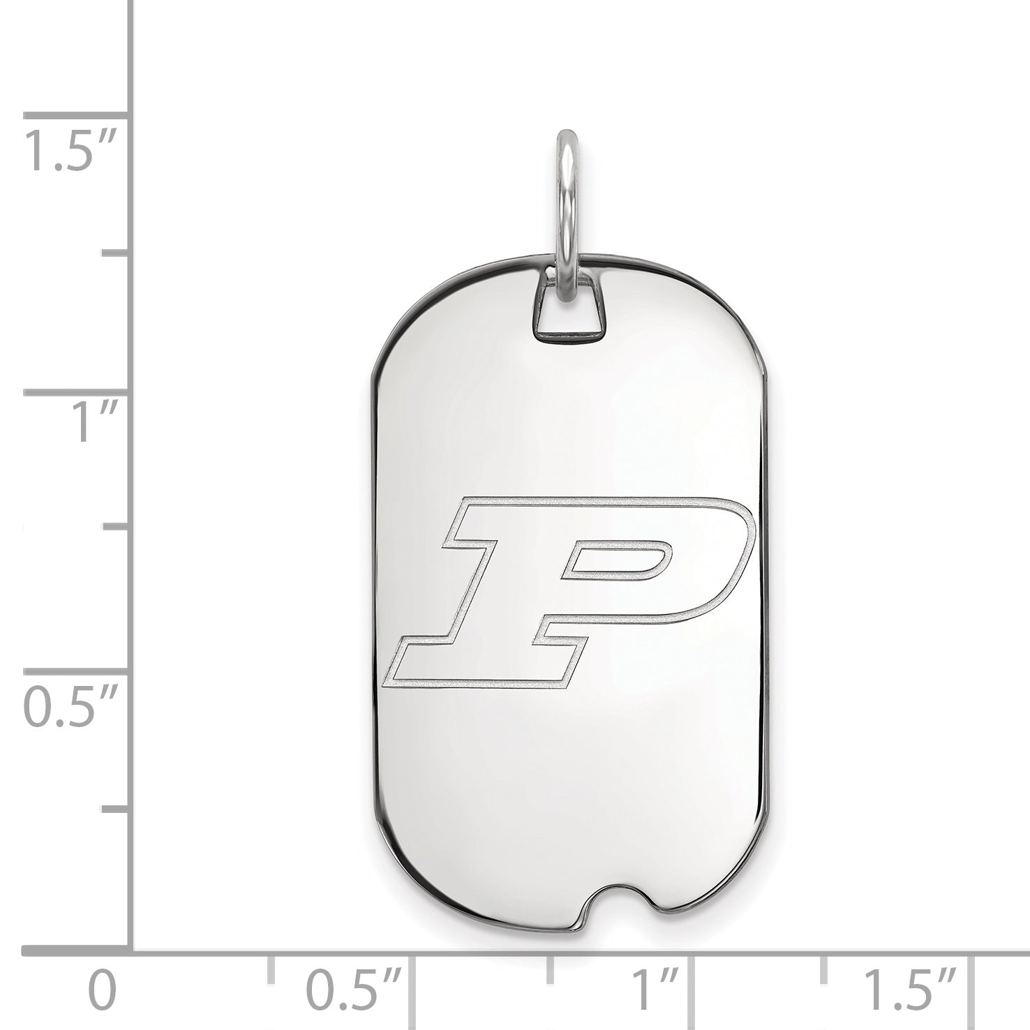 Sterling Silver Rhodium Plated Logoart Purdue University Letter P Small Dog Tag Pendant