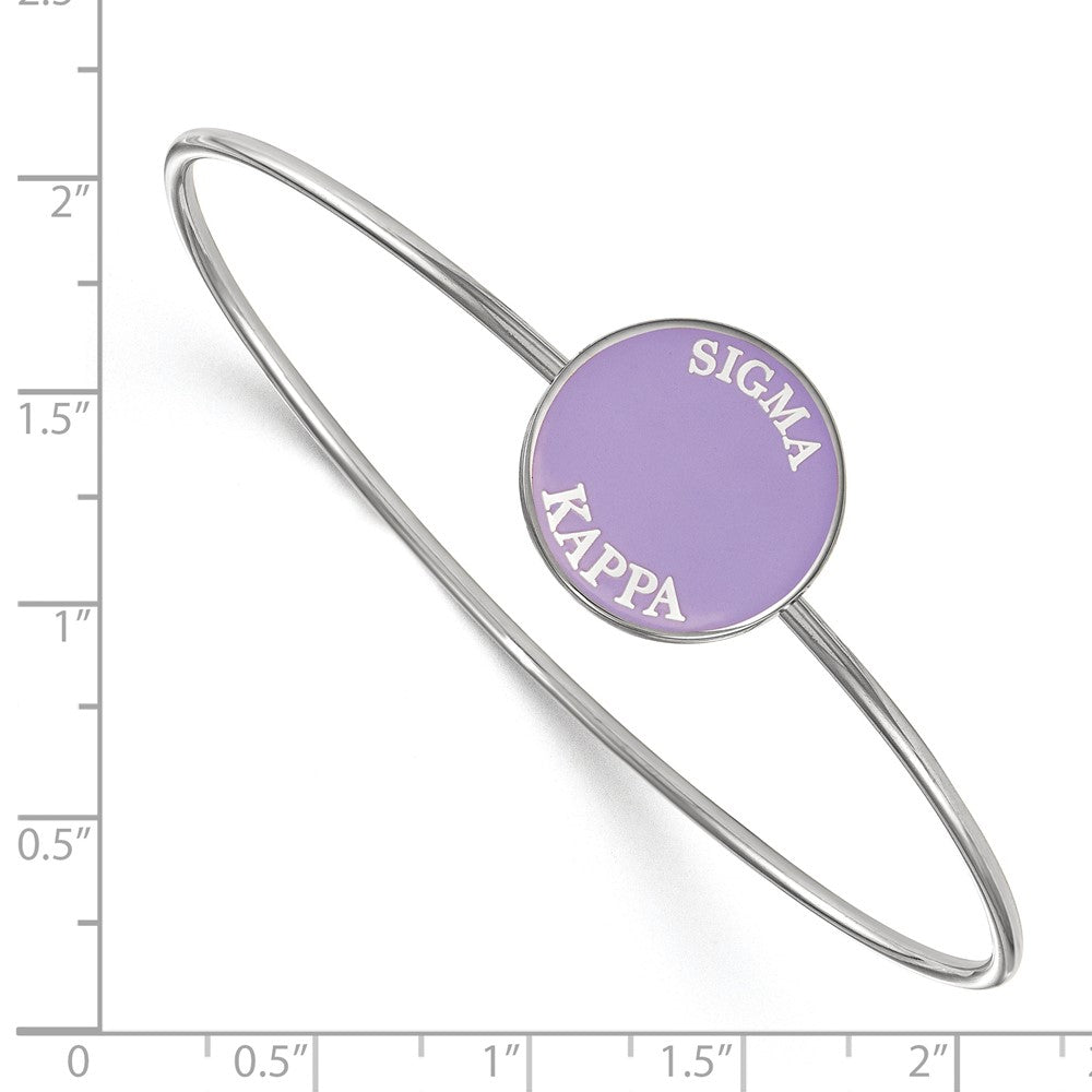 Sterling Silver Rh Plated Logoart Sigma Kappa Enameled Slip On Bangle