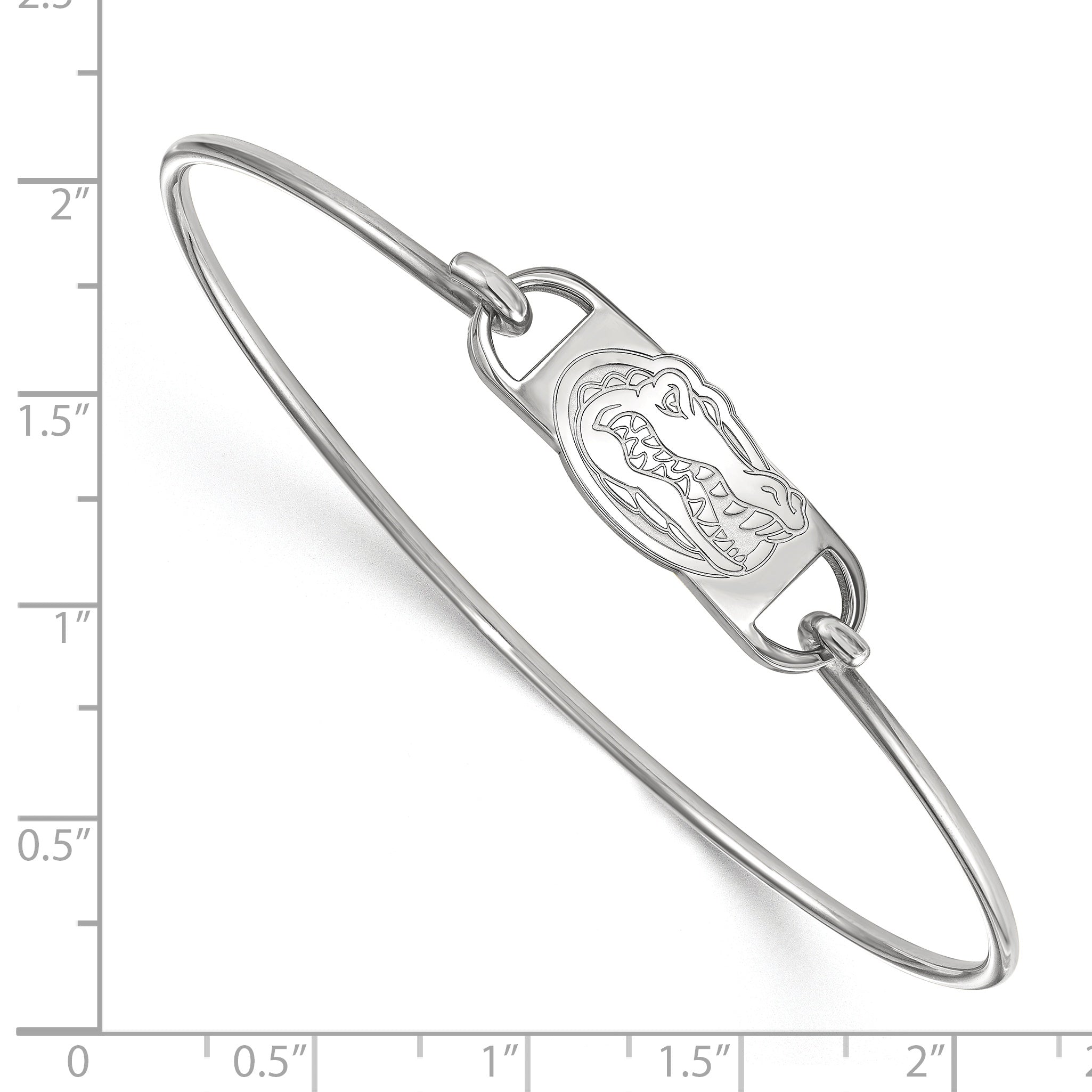 Sterling Silver Rhodium Plated Logoart University Of Florida Gator Small Center 7 Inch Wire Bangle