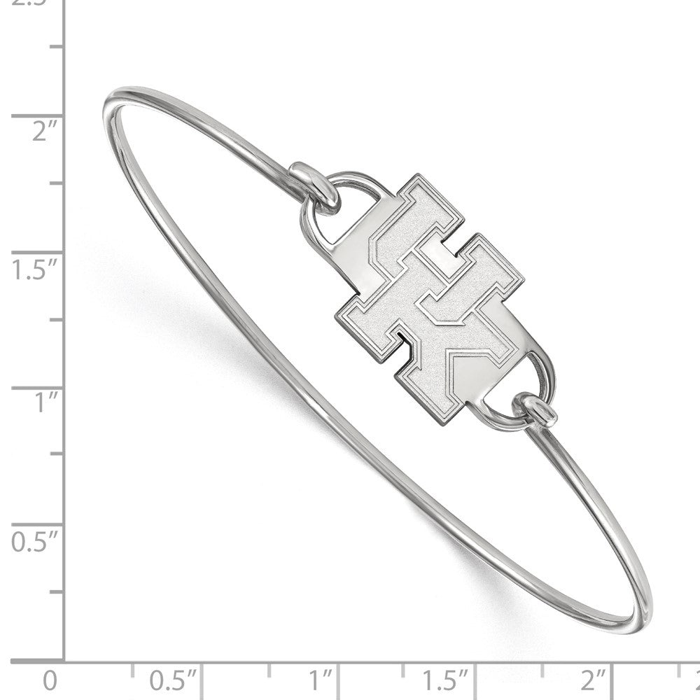 Sterling Silver Rhodium Plated Logoart University Of Kentucky U K Small Center 7 Inch Wire Bangle