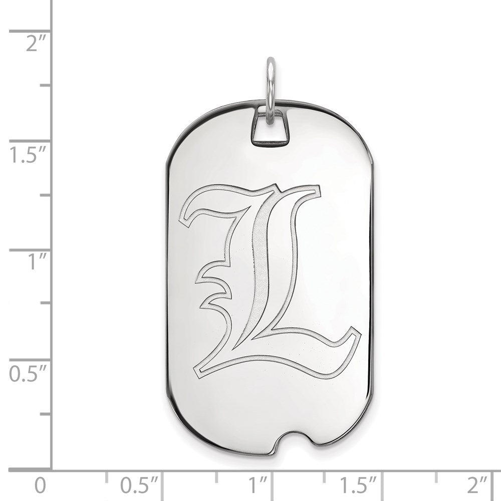 Sterling Silver Rhodium Plated Logoart University Of Louisville Letter L Large Dog Tag Pendant