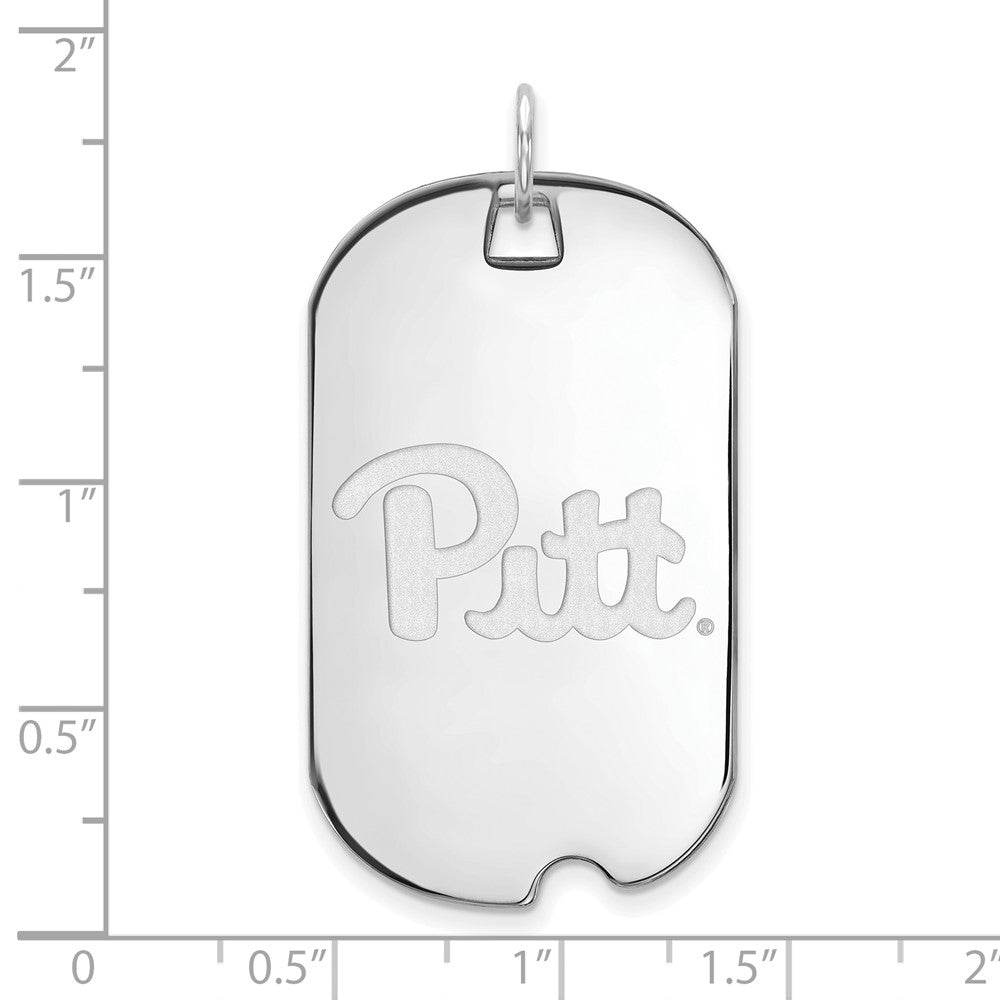 14K White Gold Logoart University Of Pittsburgh Large Dog Tag Pendant