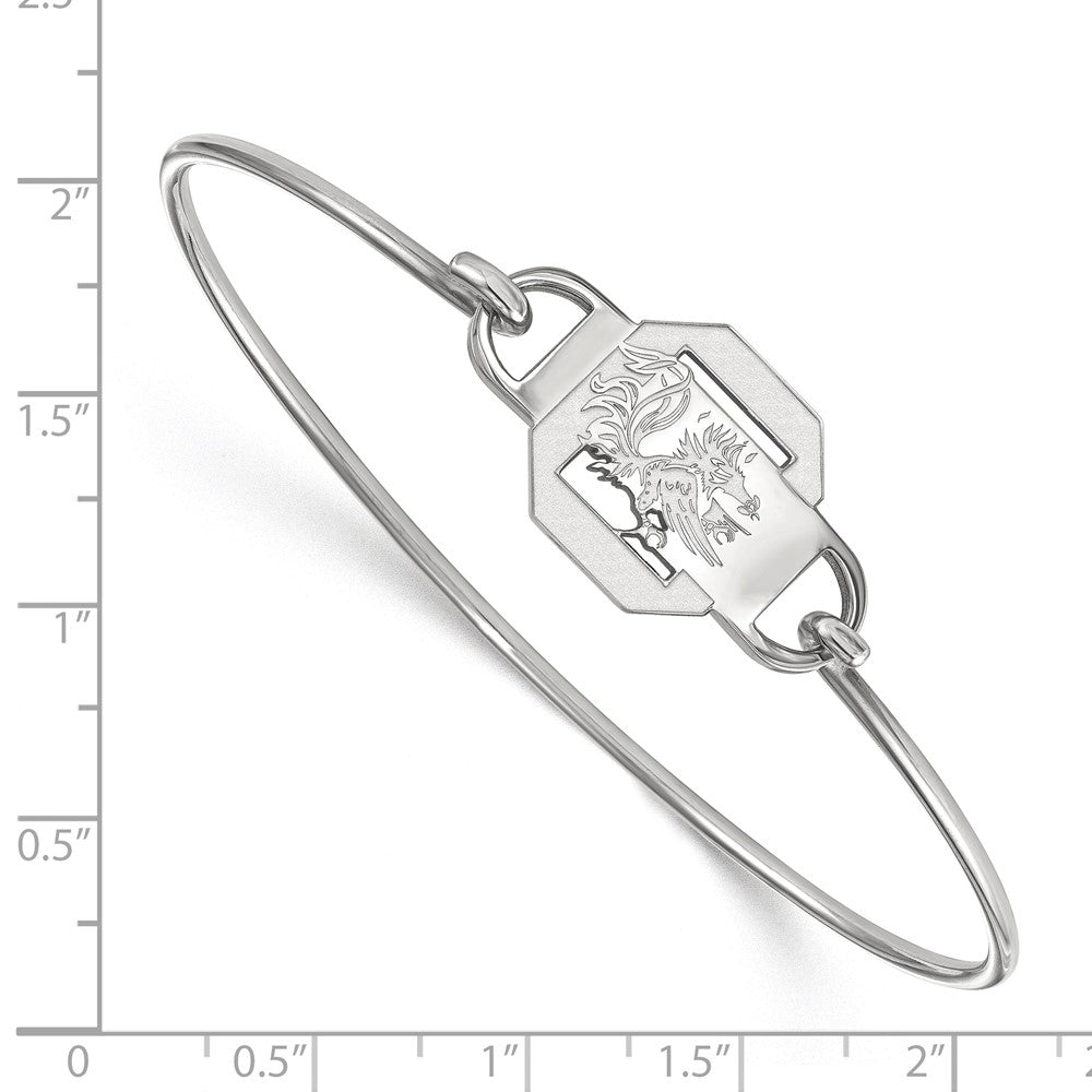 Sterling Silver Rhodium Plated Logoart University Of South Carolina Small Center 7 Inch Wire Bangle