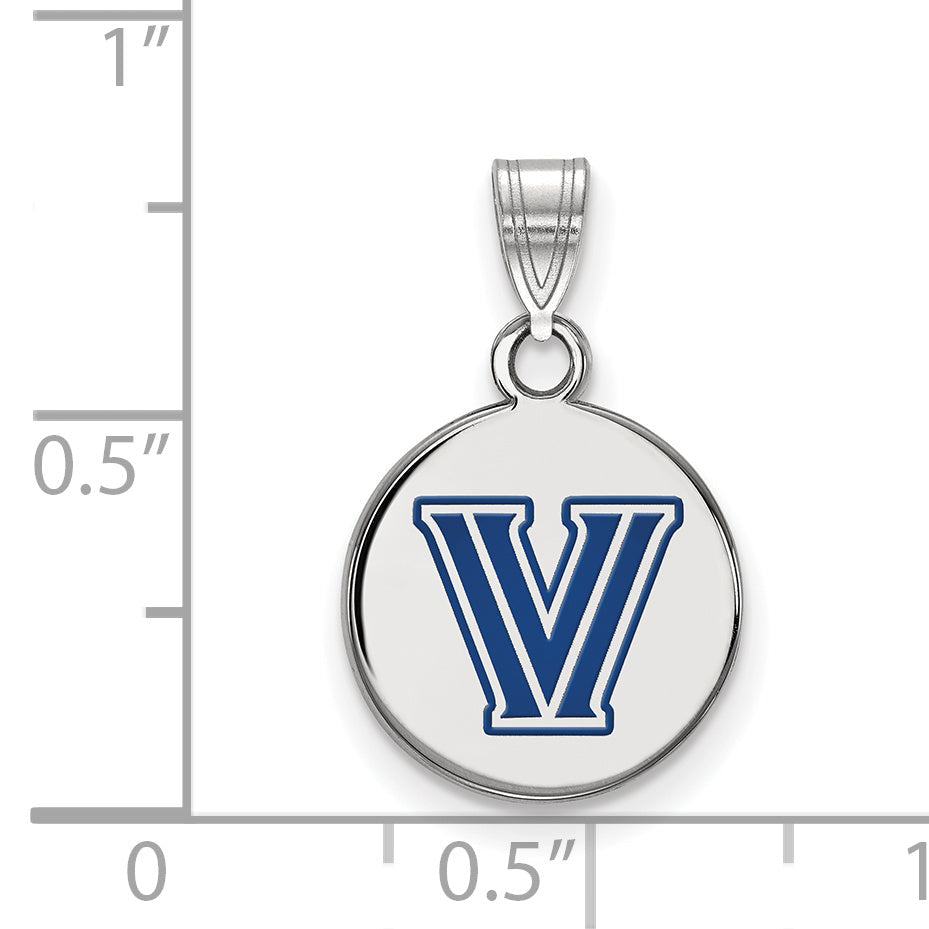 Sterling Silver Rhodium Plated Logoart Villanova University Letter V Small Enameled Disc Pendant
