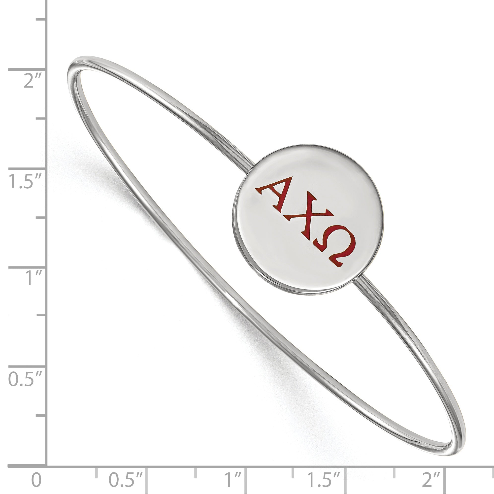 Sterling Silver Rh Plated Logoart Alpha Chi Omega Enameled Slip On Bangle