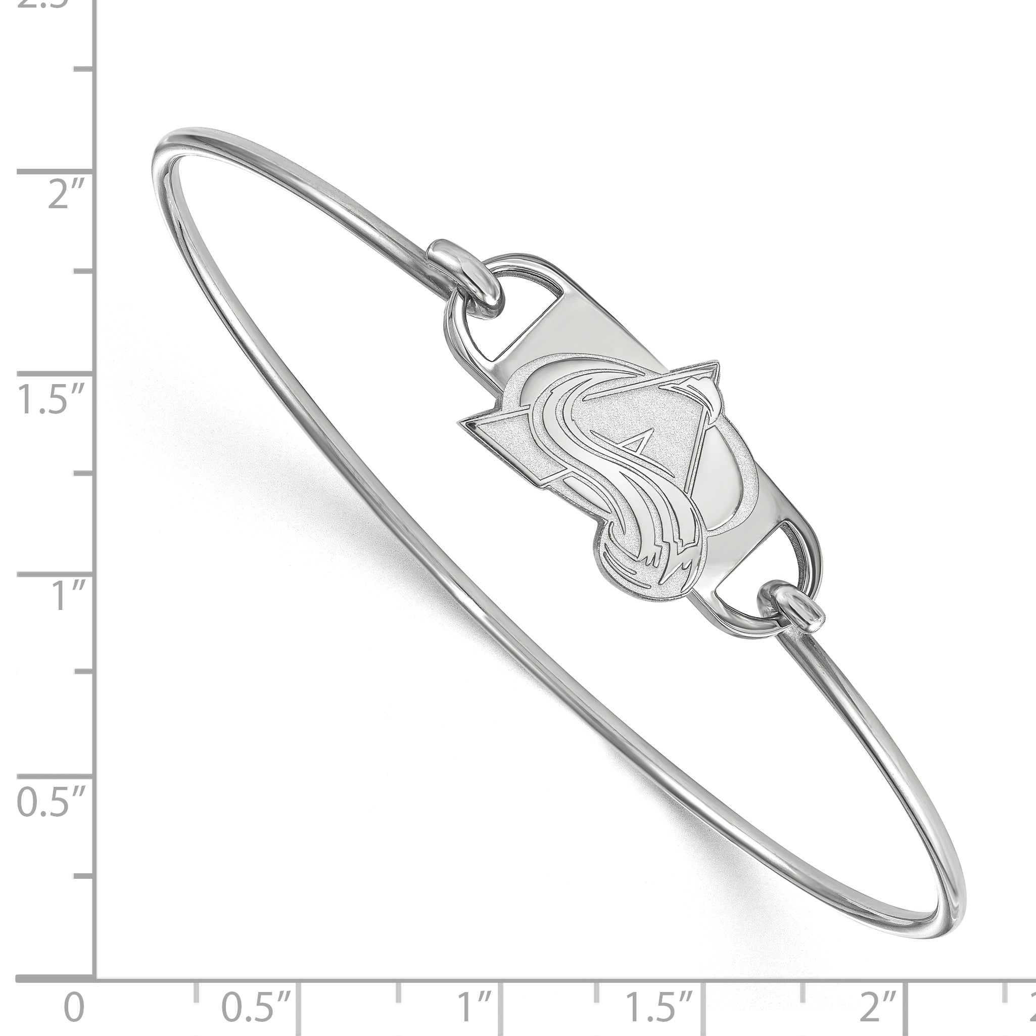 Sterling Silver Rhodium Plated Nhl Logoart Colorado Avalanche Letter A Small Center 7 Inch Wire Bangle