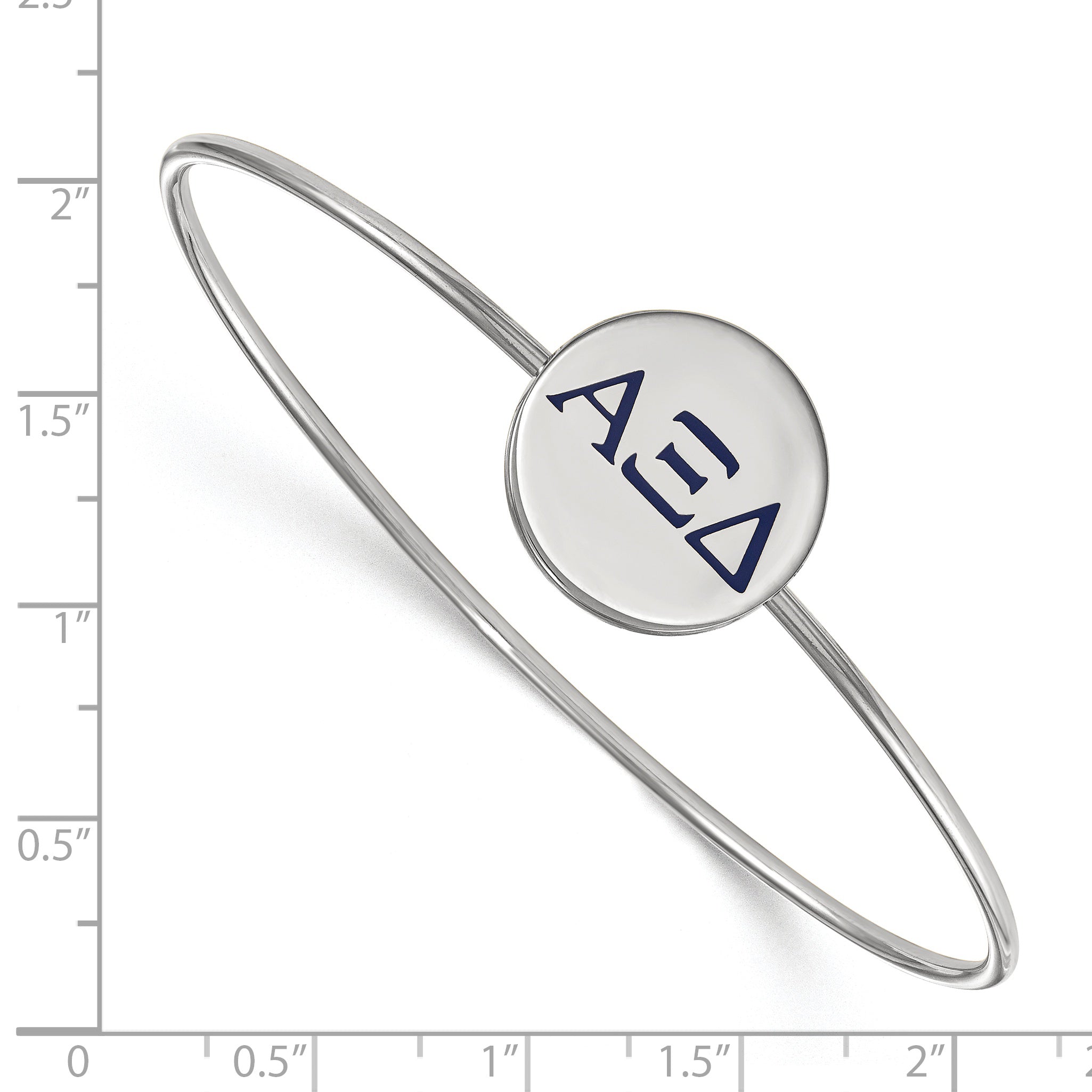 Sterling Silver Rh Plated Logoart Alpha Xi Delta Enameled Slip On Bangle