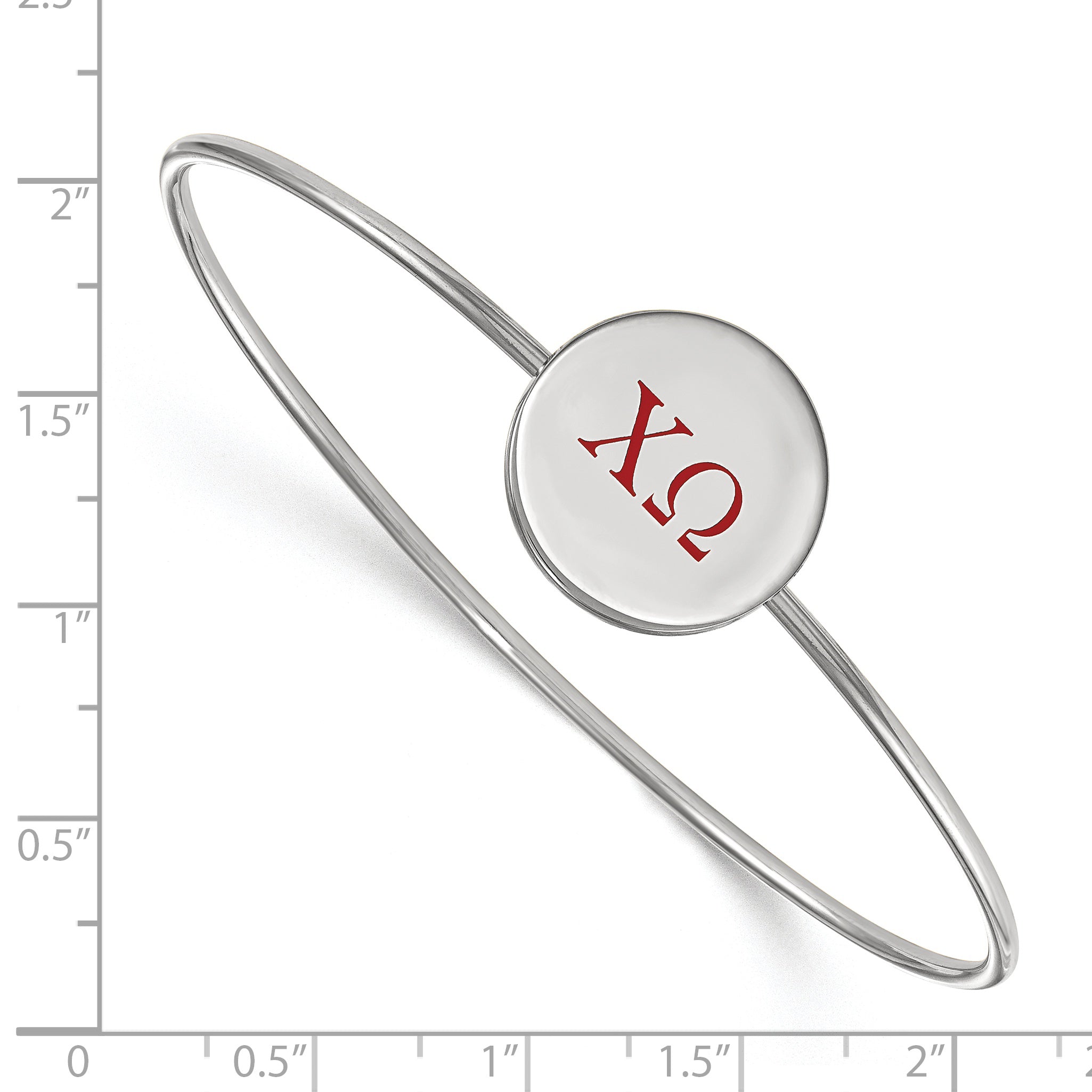 Sterling Silver Rh Plated Logoart Chi Omega Enameled Slip On Bangle