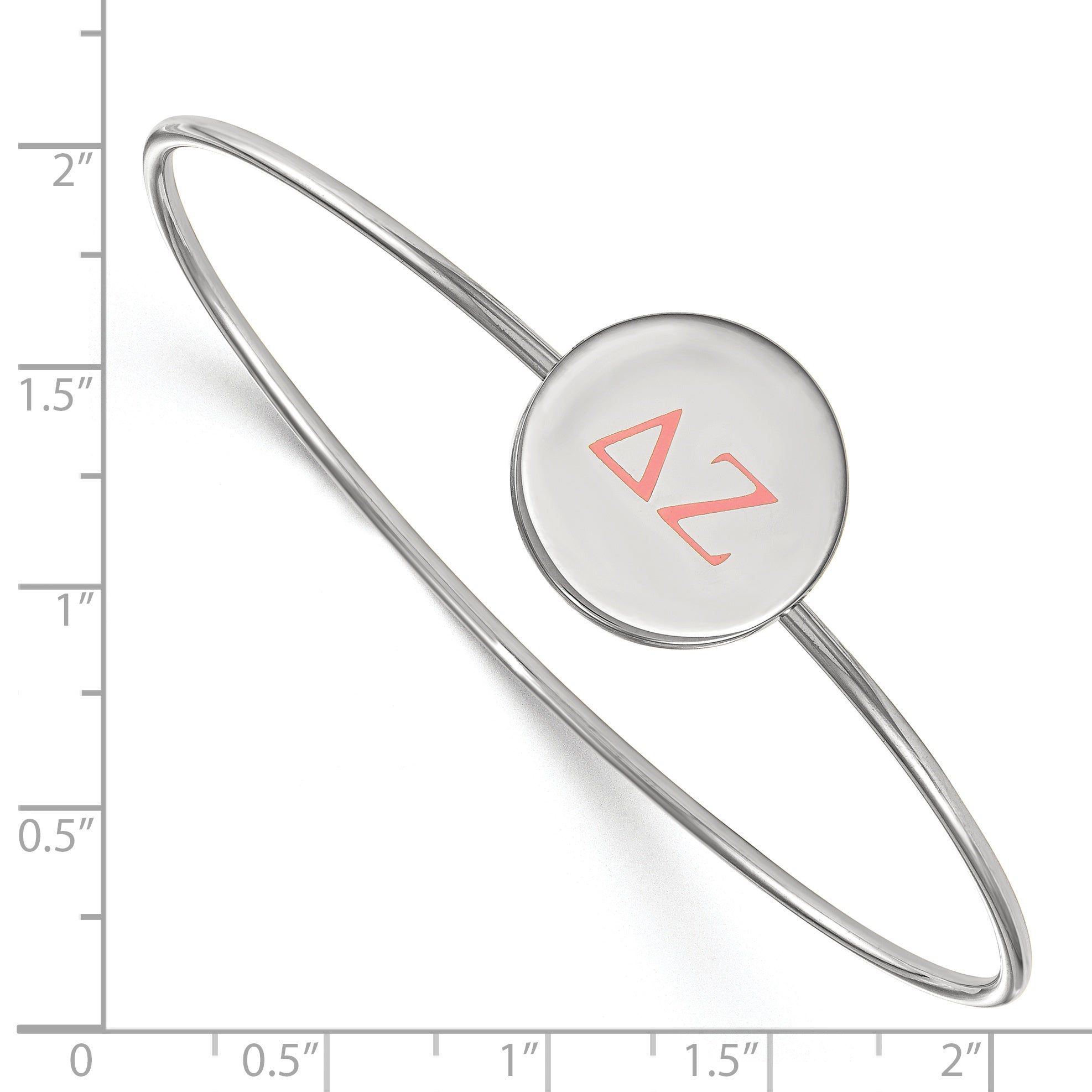 Sterling Silver Rh Plated Logoart Delta Zeta Enameled Slip On Bangle