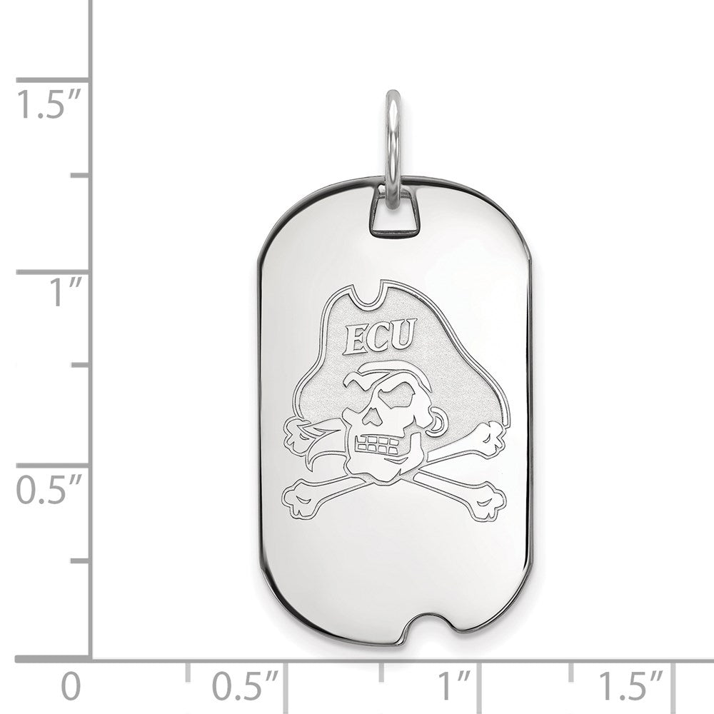 14K White Gold Logoart East Carolina University Pirate Small Dog Tag Pendant