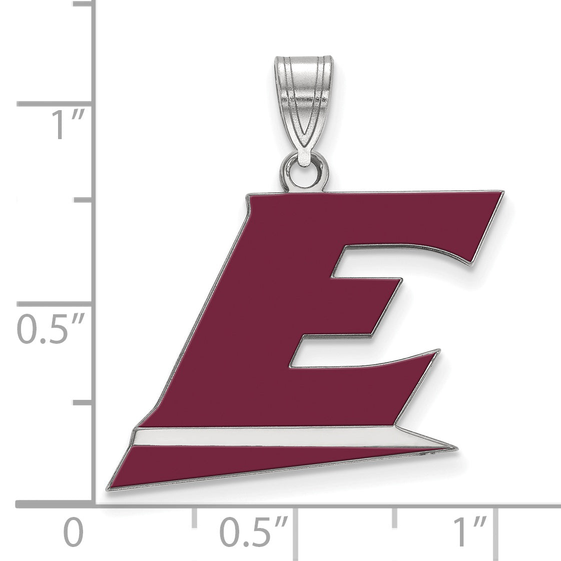 Sterling Silver Rhodium Plated Logoart Eastern Kentucky University Letter E Large Enameled Pendant