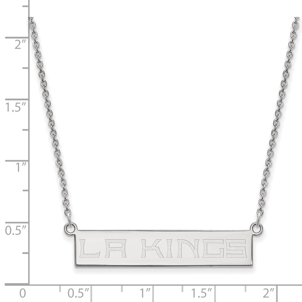 Sterling Silver Rhodium Plated Nhl Logoart Los Angeles Kings Small Bar 18 Inch Necklace