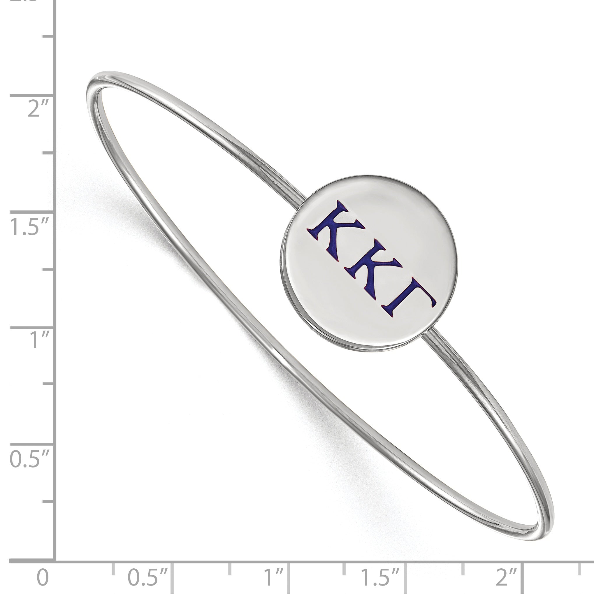 Sterling Silver S. Rh Plated Logoart Kappa Gamma Enameled Slip On Bangle