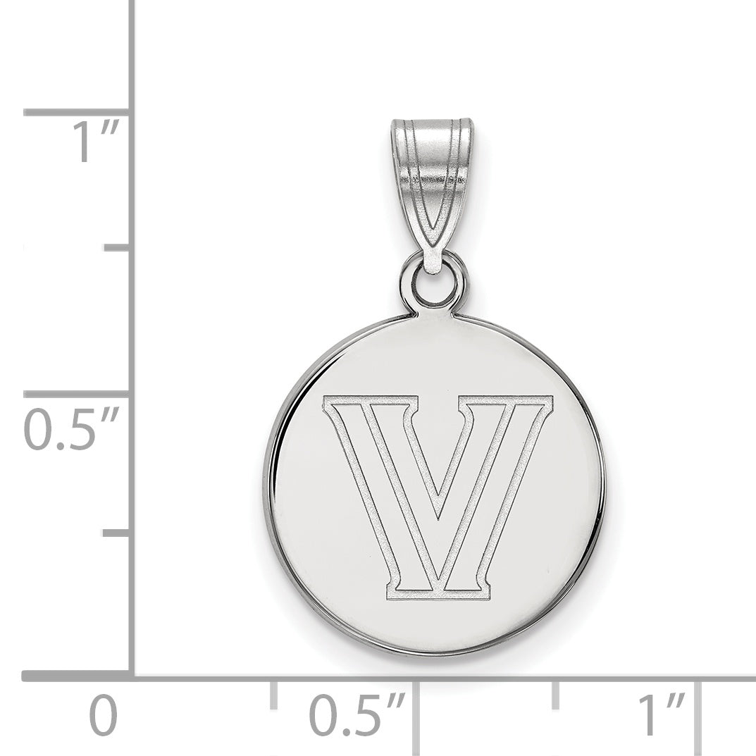 Sterling Silver Rhodium Plated Logoart Villanova University Letter V Medium Disc Pendant