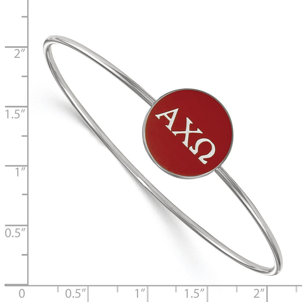 Sterling Silver Rh Plated Logoart Alpha Chi Omega Enameled Slip On Bangle