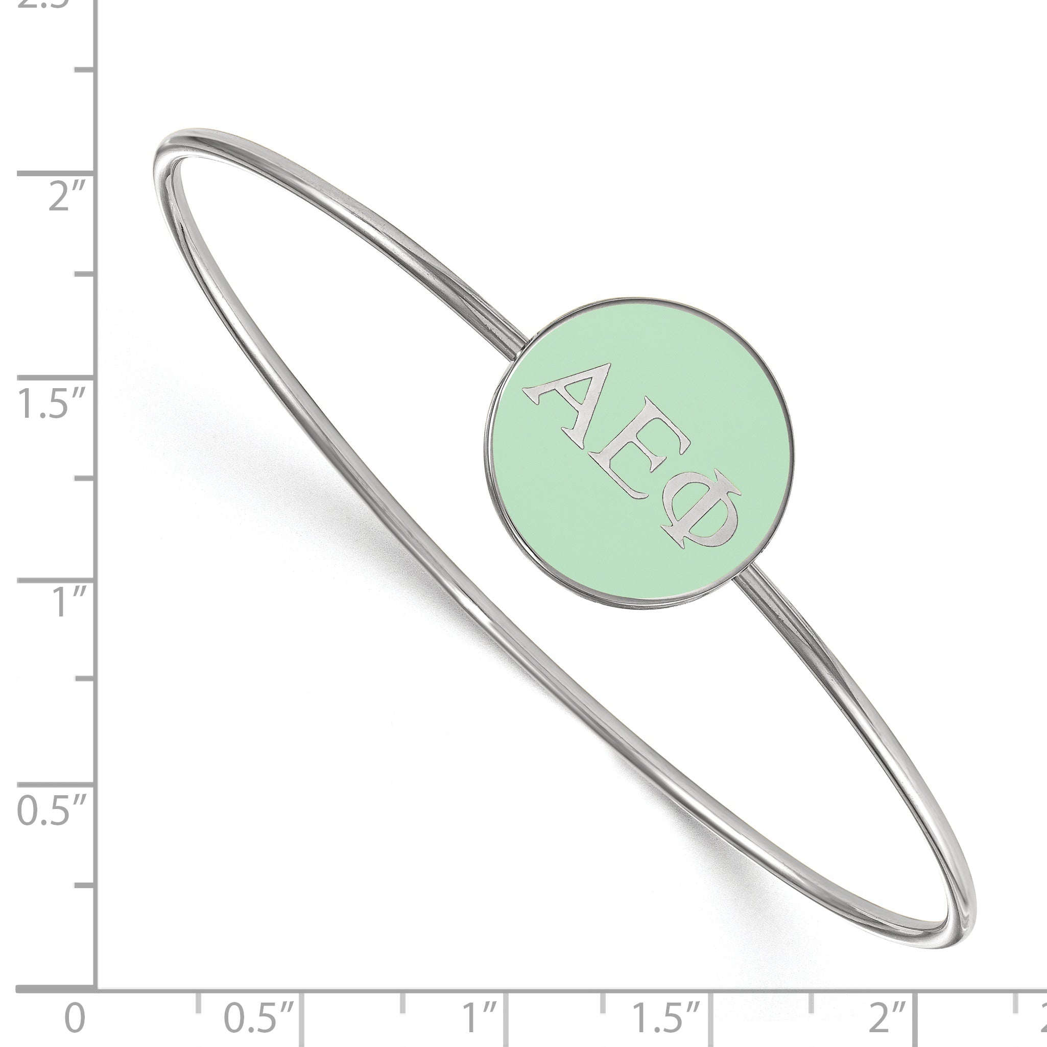 Sterling Silver S. Rh Plated Logoart Alpha Epsilon Phi Enameled Slip On Bangle