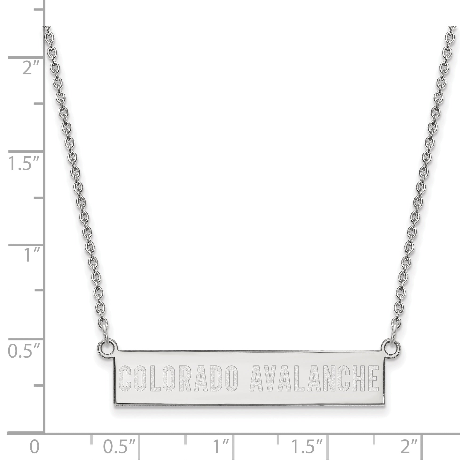 Sterling Silver Rhodium Plated Nhl Logoart Colorado Avalanche Small Bar 18 Inch Necklace