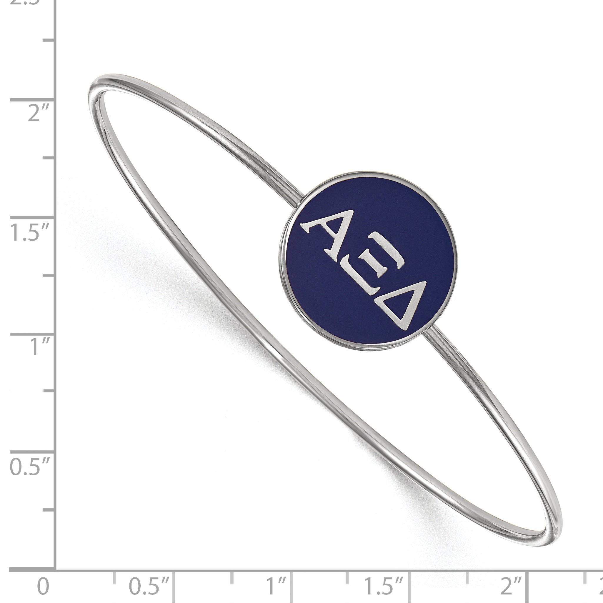 Sterling Silver Rh Plated Logoart Alpha Xi Delta Enameled Slip On Bangle