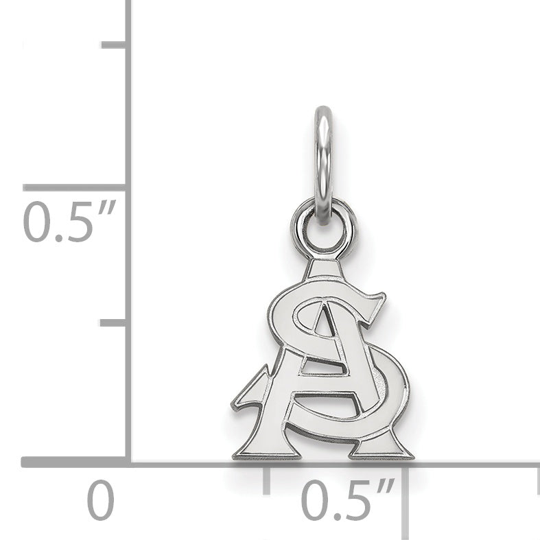 Sterling Silver Rhodium Plated Logoart Arizona State University A S Extra Small Pendant