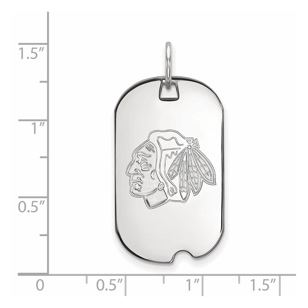 Sterling Silver Rhodium Plated Nhl Logoart Chicago Blackhawks Small Dog Tag Pendant