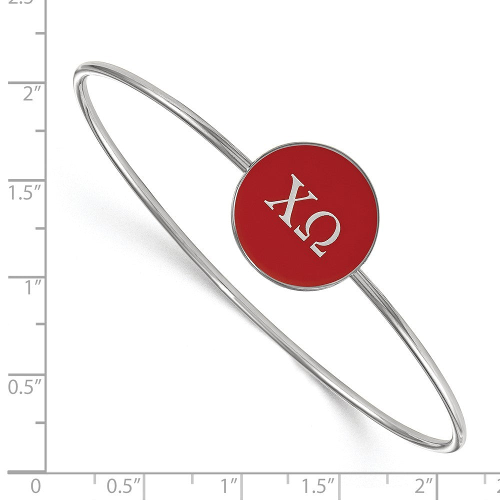 Sterling Silver Rh Plated Logoart Chi Omega Enameled Slip On Bangle