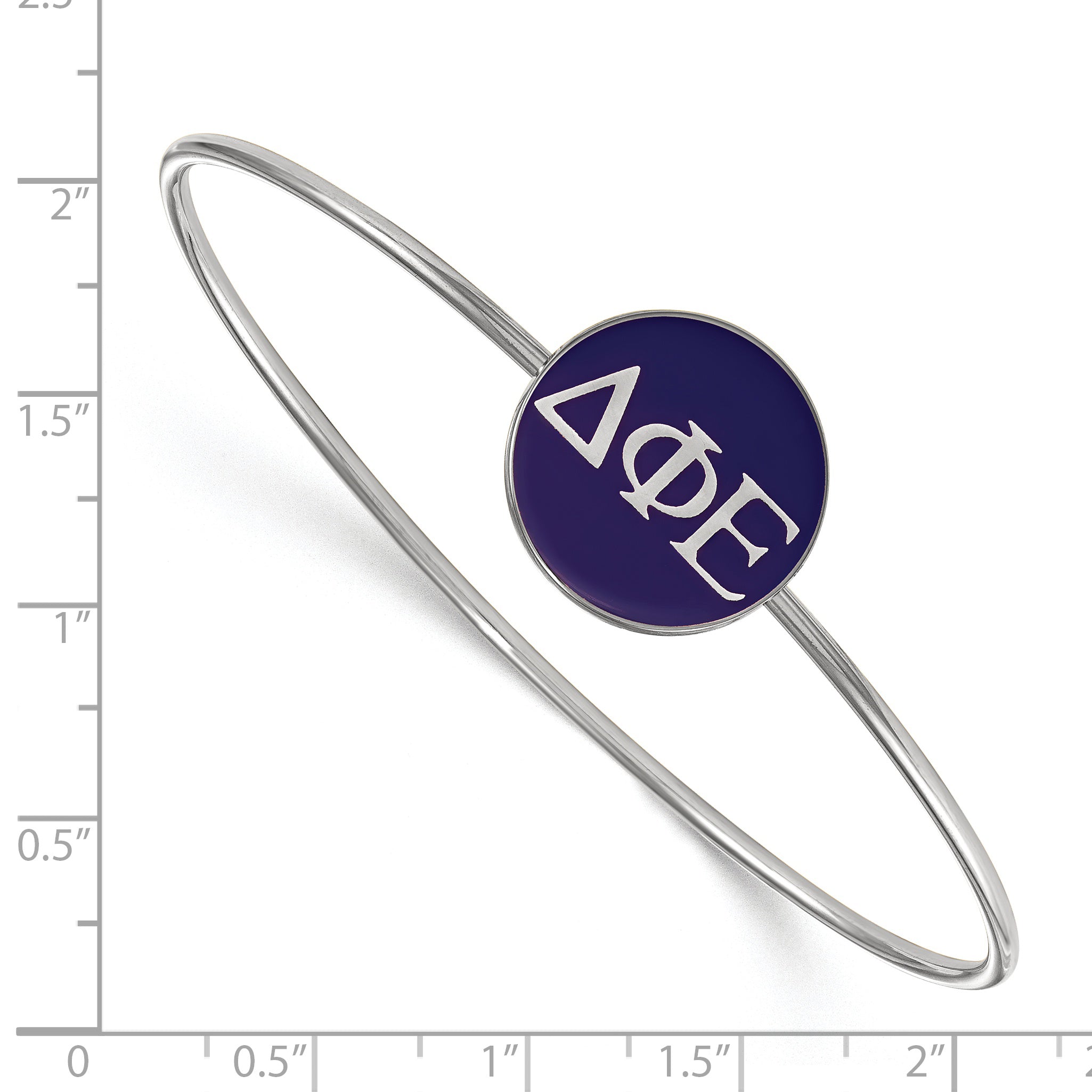 Sterling Silver S. Rh Plated Logoart Delta Phi Epsilon Enameled Slip On Bangle