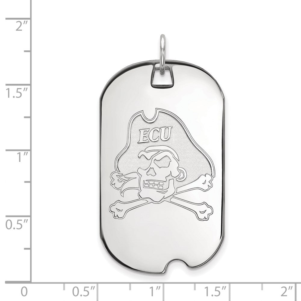 Sterling Silver Rhodium Plated Logoart East Carolina University Pirate Large Dog Tag Pendant