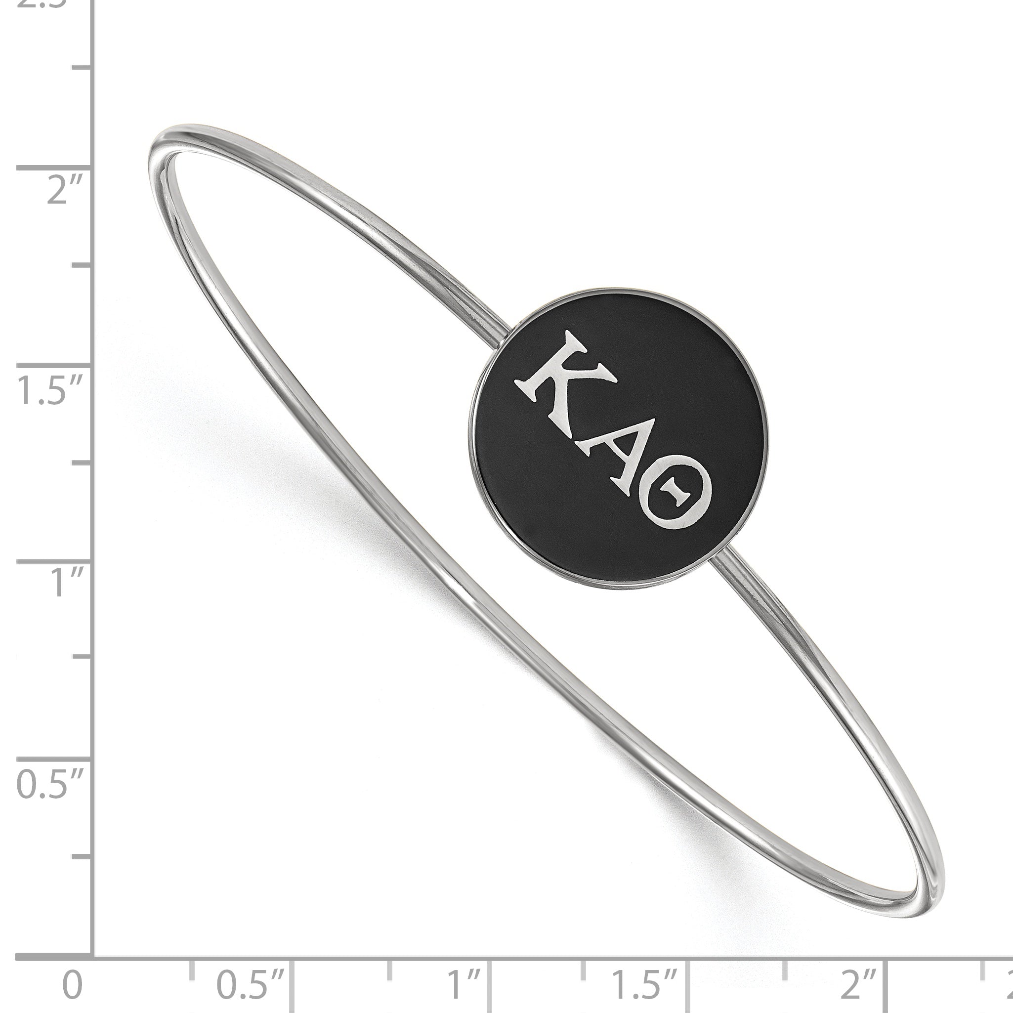Sterling Silver S. Rh Plated Logoart Kappa Alpha Theta Enameled Slip On Bangle